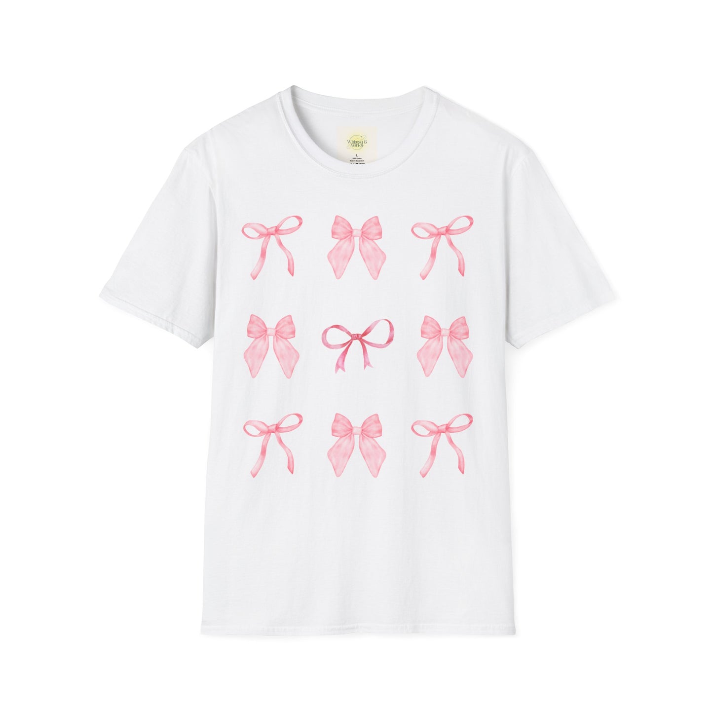 “Nine Times the Charm” – Unisex Soft-Style T-Shirt with 9 Mini Bows
