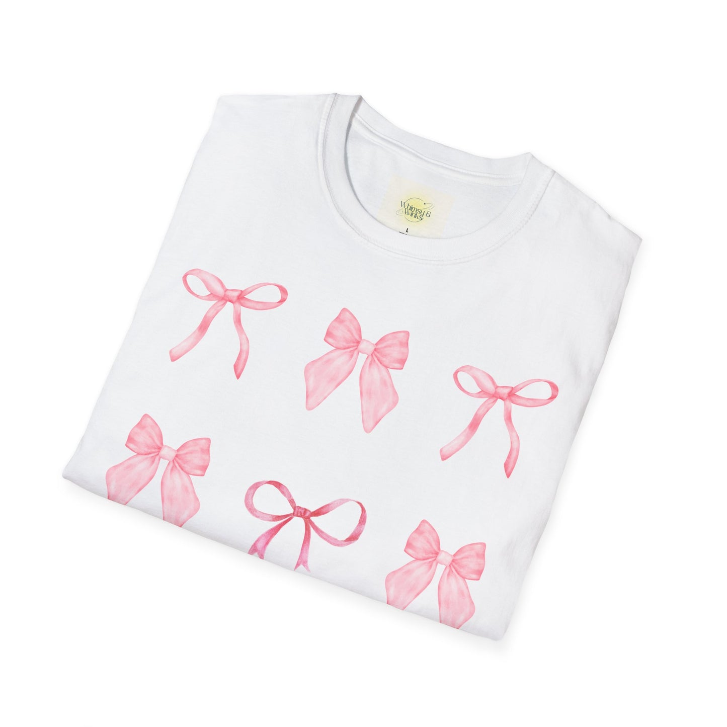 “Nine Times the Charm” – Unisex Soft-Style T-Shirt with 9 Mini Bows